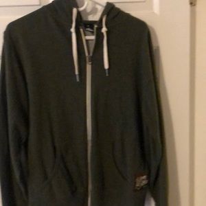 Upper Playground Zip Hoodie w/ Thumb Holes. Olive Green. Medium